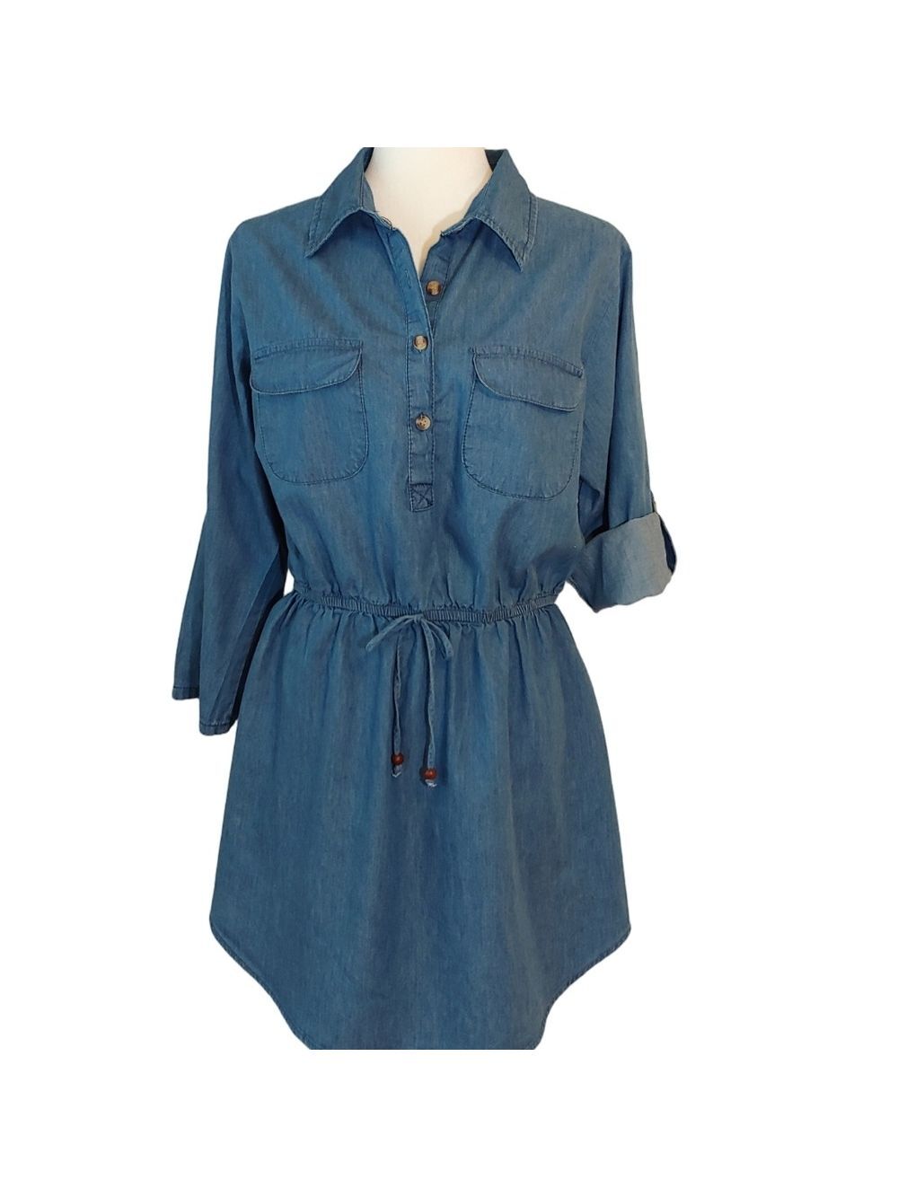 Speed Limit Blue Denim Shirt Dress with Elastic Waist Women's size XL